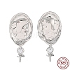 Rhodium Plated 925 Sterling Silver Stud Earring Findings STER-G036-04P-1