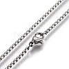 304 Stainless Steel Box Chain Necklaces NJEW-O110-05B-P-2