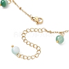 Dyed Natural Banded Agate Round & 304 Stainless Steel Shell Shape Tassel Anklets for Women AJEW-AN00702-01-5