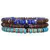 Synthetic Turquoise & Regalite & Coconut Shell Bead Stretch Bracelets Sets PW-WG7E5E9-01-1