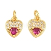Brass Micro Pave Medium Violet Red Cubic Zirconia Charms CU-CBAB3AD-09G-01-1