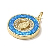 Rack Plating Brass Micro Pave Cubic Zirconia with Synthetic Opal Pendants KK-D088-18G-3
