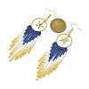Ring with Starfish Tassel Glass Seed with Brass Dangle Earrings EJEW-MZ00145-3
