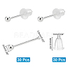   30Pcs 925 Sterling Silver Round Ball Stud Earrings STER-PH0001-46-2