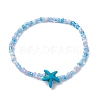 Glass Seed & Synthetic Turquoise Starfish Beaded Stretch Bracelet for Women BJEW-JB09709-01-1