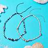 Glass with Natural Sea Shell Beads Braided Necklaces NJEW-JN04837-2