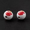 Printed Natural Wood European Beads X-WOOD-C015-05-5