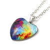 Glass Heart with Cloud Pendant Necklace NJEW-H165-01D-2