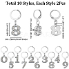 Number 0~9 Alloy Rhinestone Pendant Stitch Markers HJEW-SC00012-2