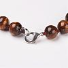 Natural Tiger Eye Beads Necklaces NJEW-F138-8mm-02-3
