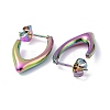 Ion Plating(IP) Rainbow Color 304 Stainless Steel V-shape Stud Earrings EJEW-G293-26M-2