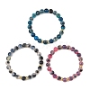 8MM Natural Agate(Dyed & Heated) Round Beaded Stretch Bracelets for Women BJEW-JB14480-2