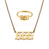 Number Pendant Necklace & Open Cuff Ring JX200A-1