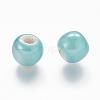 Pearlized Aquamarine Glazed Porcelain Round Beads X-PORC-D001-10mm-03-2