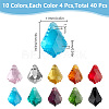 DICOSMETIC 40Pcs 10 Colors Faceted Glass Pendants GLAA-DC0001-40-2