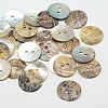 2-Hole Flat Round Mother of Pearl Buttons SHEL-N033-10-1
