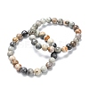 Natural Polychrome Jasper/Picasso Stone/Picasso Jasper Stretch Beaded Bracelets G-A185-01C-2