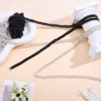 Grenadine & Plastic Pearl Ribbon OCOR-WH0105-170B-1