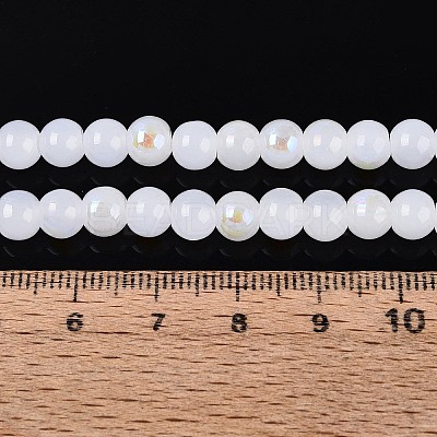 Electroplate Imitation Jade Glass Beads Strands EGLA-Q132-6MM-01B-01-1