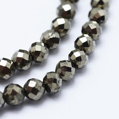 Natural Pyrite Beads Strands G-J369-19-3mm-1