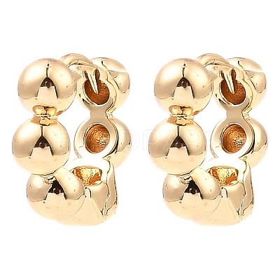 Brass Beaded Hoop Earrings EJEW-I289-06A-KCG-1
