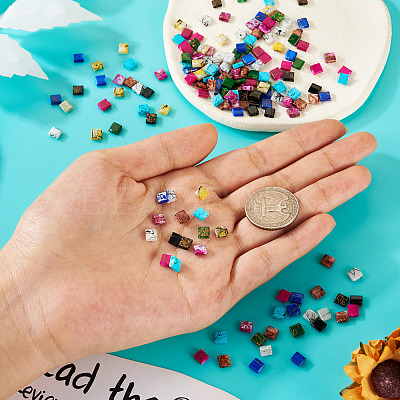 180Pcs 9 Colors 2-Hole Drawbench Glass Seed Beads SEED-TA0001-06-1