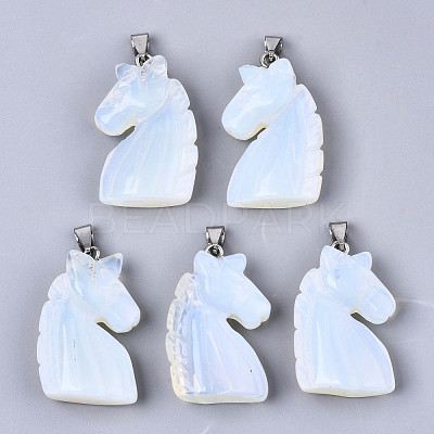 Carved Opalite Pendants G-N0327-002N-1