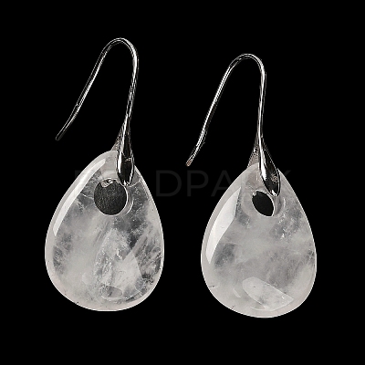 Natural Quartz Crystal Teardrop Dangle Earrings EJEW-I315-02P-03-1