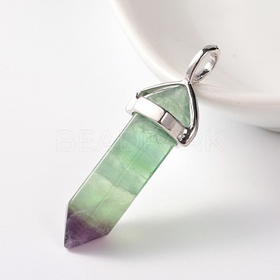Faceted Bullet Natural Fluorite Double Terminated Pointed Pendants X-G-J261-B16-1