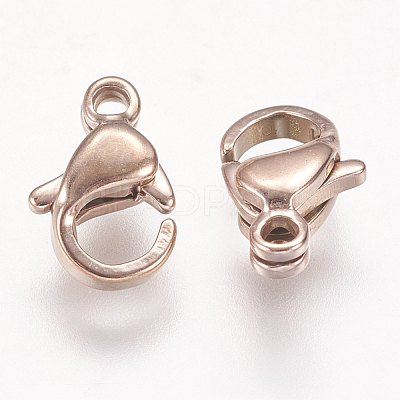 Ion Plating(IP) 304 Stainless Steel Lobster Claw Clasps STAS-P185-9-RG-1