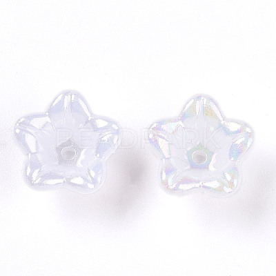 Iridescent Acrylic Bead Caps OACR-C021-08I-1