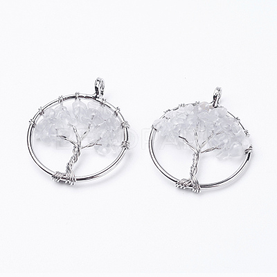 Natural Quartz Crystal Pendants G-E419-21P-1