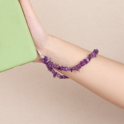 Natural Amethyst Chips Cell Phone Lanyard Wrist Strap HJEW-SW00018-02-1