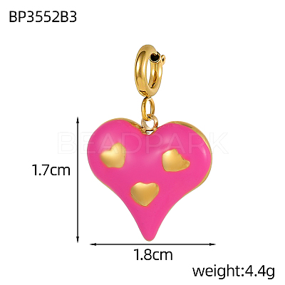 Heart Charms 304 Stainless Steel Enamel Pendants STAS-OY004-09G-1