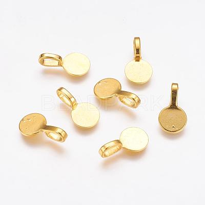 Tibetan Style Alloy Glue On Flat Pad Pendant Bails TIBEP-1124-G-FF-1