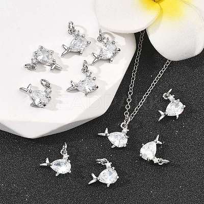 SHEGRACE Brass Micro Pave Clear Cubic Zirconia Charms XGRQ2O743-420P-1