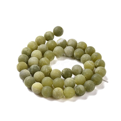Round Frosted Natural TaiWan Jade Bead Strands G-M248-8mm-02-1
