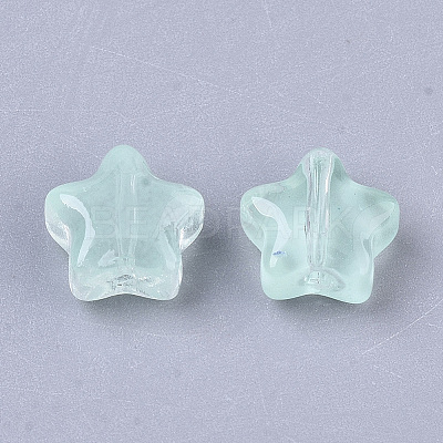 Transparent Spray Painted Glass Beads X1-GLAA-N035-01-A05-1