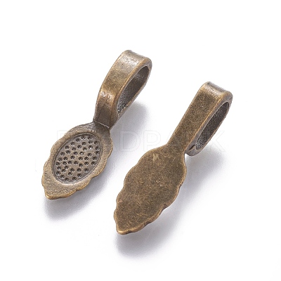 Tibetan Style Alloy Glue-on Flat Pad Bails MLF10728Y-NF-1