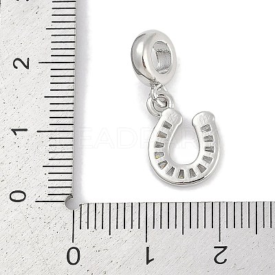 Brass Clear Cubic Zirconia Horseshoe European Dangle Charms KK-Q028-56P-1