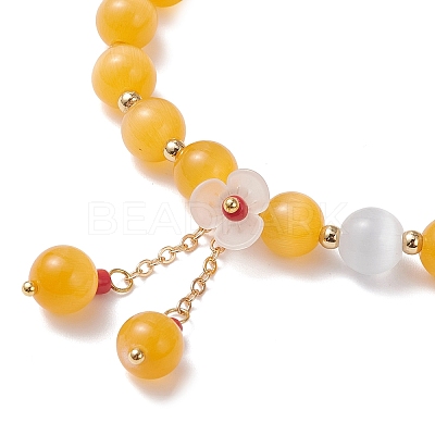 4Pcs Cat Eye Beads Stretch Bracelets for Women BJEW-TA00691-1