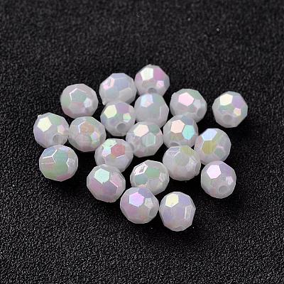 AB Color Plated Eco-Friendly Poly Styrene Acrylic Round Beads TACR-L004-6mm-78-1