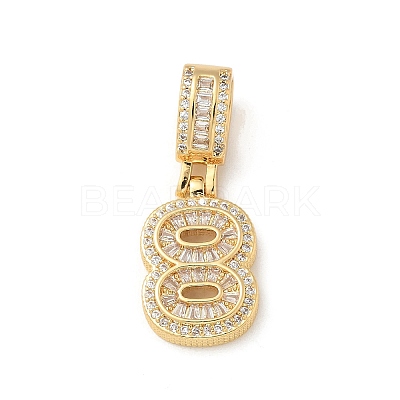 Brass Clear Cubic Zirconia European Dangle Charms KK-R003-01G-08-1