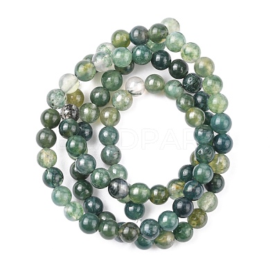 Natural Moss Agate Beads Strands GSR4mmC001-1
