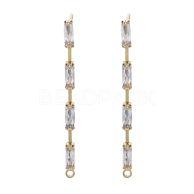 Brass Clear Cubic Zirconia Stud Earring Findings LS-X-KK-N232-13-NF-1