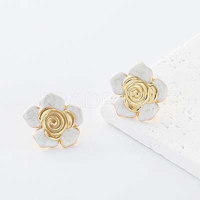 304 Stainless Steel Enamel Stud Earrings for Women GP7417-2-1