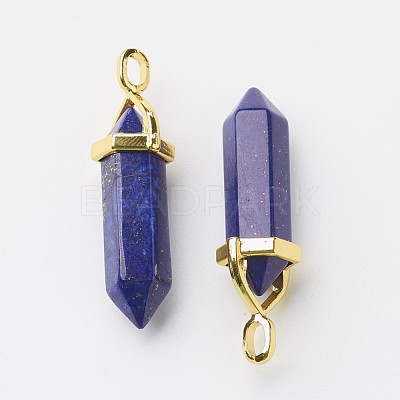 Natural Lapis Lazuli Double Terminated Pointed Pendants G-G902-B02-1