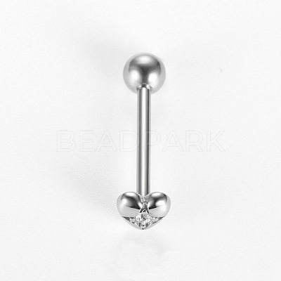 316L Surgical Stainless Steel Micro Pave Clear Cubic Zirconia Tongue Rings FS-WG6EDE0-01-1