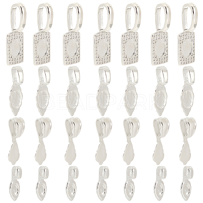 24Pcs 4 Style Rack Plating Brass Glue-on Flat Pad Bails KK-SC0004-50-1