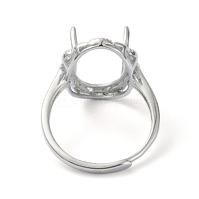 Adjustable 925 Sterling Silver 4 Prongs Ring Settings STER-K179-09P-1